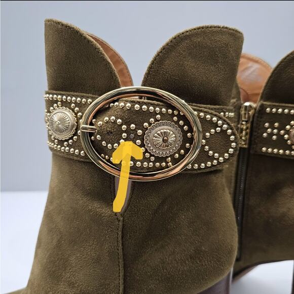 Jessica Simpson Finova Ankle Bootie Womens 8 Olive Green Buckle Western Heel - Picture 10 of 16